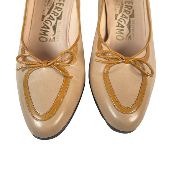 Salvatore Ferragamo Heels size 5 Beige Tan Leather - Picture 7 of 8